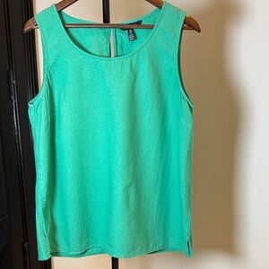 Ellen Tracy Linen Blend “Juniper” (Green) Sleeveless Scoop Neck Tank. Size L